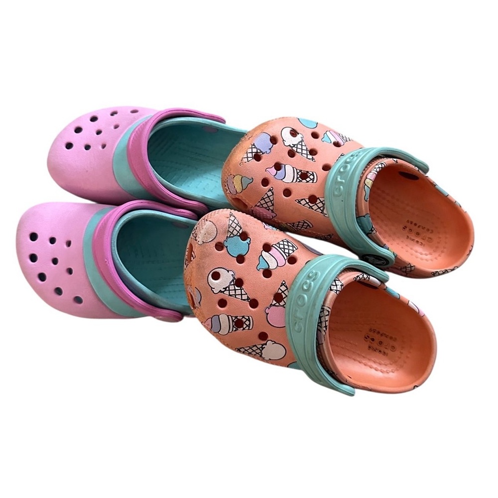 Crocs Clogs Slip on Shoes Lot of 2 Girl Child Size 9 9C Pink Cupcakes